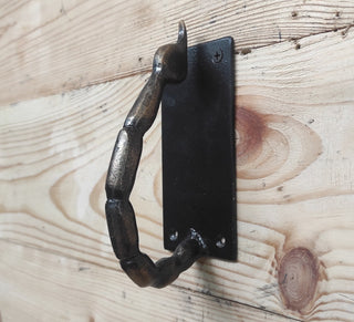 Hand Forged Iron Scorpion Tail Door Handle: Unusual Barn Door Decor