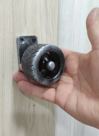 Hand-Forged Metal Tire Door Handle - Transport Decor, wheel knob