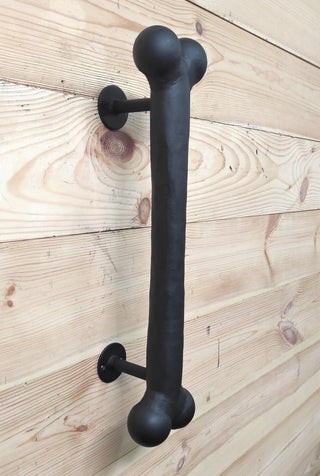 Hand Forged Dog Bone Door Handle: Large Metal Barn Door Pull