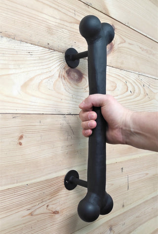 Hand Forged Dog Bone Door Handle: Large Metal Barn Door Pull
