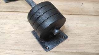 Forged Barbell Door Handle: Gym Decor, Wrought Iron Pull