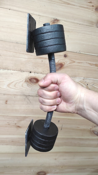 Forged Barbell Door Handle: Gym Decor, Wrought Iron Pull