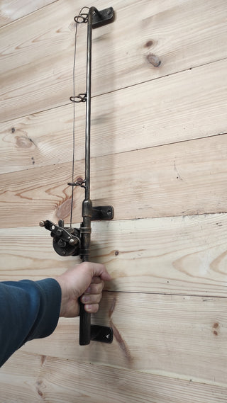 Hand Forged Fishing Rod Door Handle: Rustic Iron Barn Door Pull