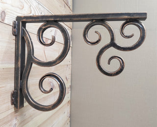 Wrought Iron Wall Bracket: Bronze Pendant Light Hook, Plant Pot Hanger