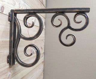 Wrought Iron Wall Bracket: Bronze Pendant Light Hook, Plant Pot Hanger