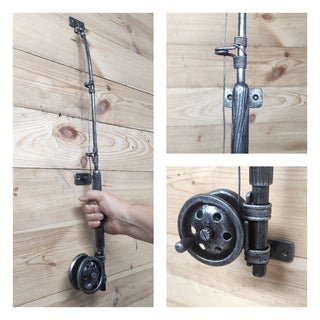 Hand Forged Fishing Rod Door Handle: Unique Iron Barn Door Pull