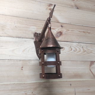 Handmade Forged Wall Lantern: Medieval Viking Style Spear Lamp