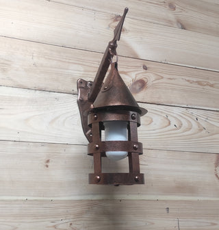 Handmade Forged Wall Lantern: Medieval Viking Style Spear Lamp