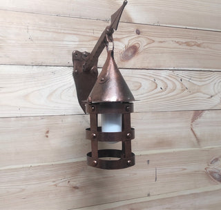 Wall lantern on a spear, medieval lamp, primitive light, rustic lamp, Viking Style, hanging lamp