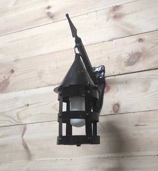 Wall lantern on a spear, medieval lamp, primitive light, rustic lamp, Viking Style, hanging lamp