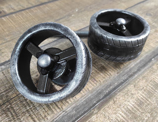 Wheel Door Handles: Metal Transport Decor, Boys Bedroom (Set of 2)
