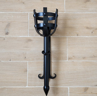 Hand Forged Wrought Iron Wall Sconce: Medieval Viking Torch Lantern