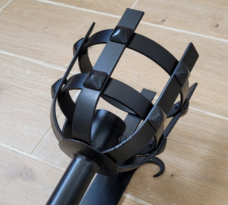 Hand Forged Wrought Iron Wall Sconce: Medieval Viking Torch Lantern