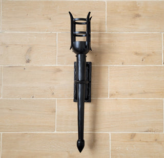Hand Forged Wrought Iron Wall Sconce: Medieval Viking Torch Lantern