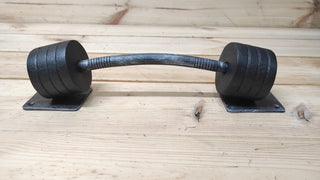 Forged Barbell Door Handle: Gym Decor, Wrought Iron Pull