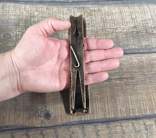 Clothespin Iron Door Handle: Unique Hand-Forged Barn Door Pull
