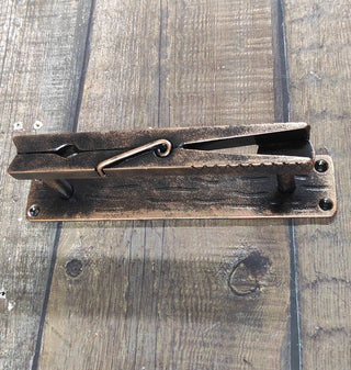 Clothespin Iron Door Handle: Unique Hand-Forged Barn Door Pull