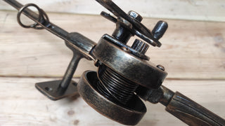 Hand Forged Fishing Rod Door Handle: Rustic Iron Barn Door Pull