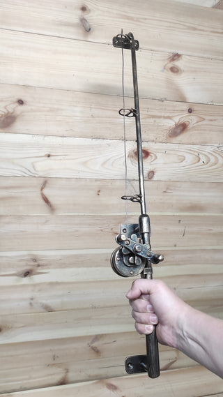 Hand Forged Fishing Rod Door Handle: Rustic Iron Barn Door Pull
