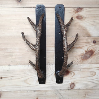 Handcrafted Iron Antler Door Handle: Rustic Barn Door Decor