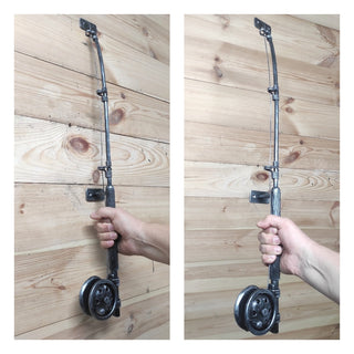 Hand Forged Fishing Rod Door Handle: Unique Iron Barn Door Pull