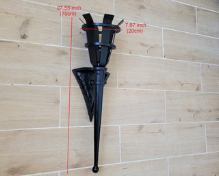 Hand Forged Wrought Iron Wall Sconce: Medieval Viking Torch Lantern