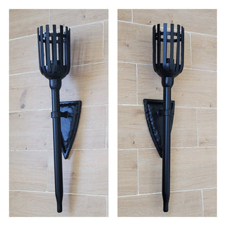 Hand Forged Wrought Iron Wall Sconce: Medieval Viking Torch Lantern