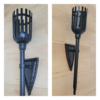 Hand Forged Wrought Iron Wall Sconce: Medieval Viking Torch Lantern