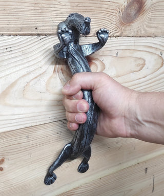 The door handle dog, barn door handle, door handle, metal handle, hand forged handle