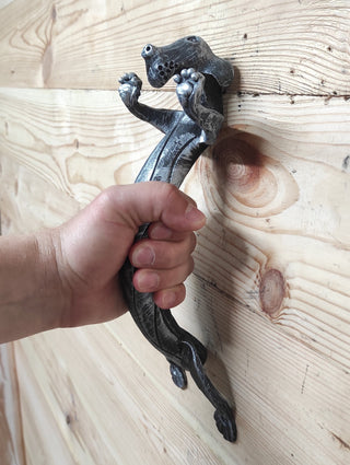 Hand Forged Dog Door Handle: Metal Barn Door Hardware