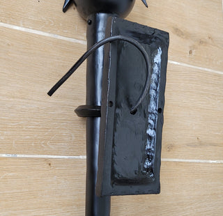 Hand Forged Wrought Iron Wall Sconce: Medieval Viking Torch Lantern