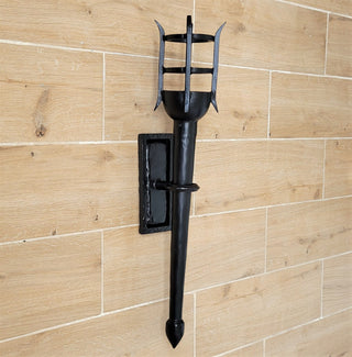 Hand Forged Wrought Iron Wall Sconce: Medieval Viking Torch Lantern