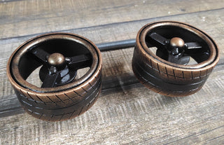 Wheel Door Handles: Metal Transport Decor, Boys Bedroom (Set of 2)