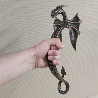 Large Hand Forged Dragon Door Handle: Metal Barn Door Hardware