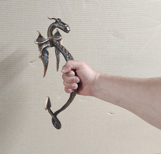 Large Hand Forged Dragon Door Handle: Metal Barn Door Hardware