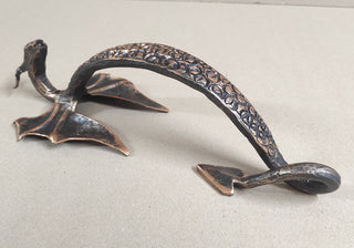 Large Hand Forged Dragon Door Handle: Metal Barn Door Hardware