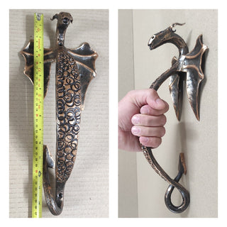 Large Hand Forged Dragon Door Handle: Metal Barn Door Hardware