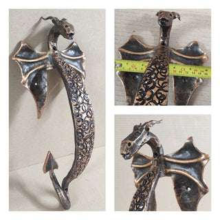 Large Hand Forged Dragon Door Handle: Metal Barn Door Hardware