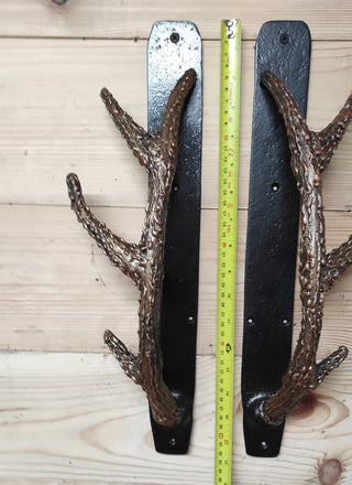 Handcrafted Iron Antler Door Handle: Rustic Barn Door Decor