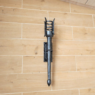 Hand Forged Wrought Iron Wall Sconce: Medieval Viking Torch Lantern