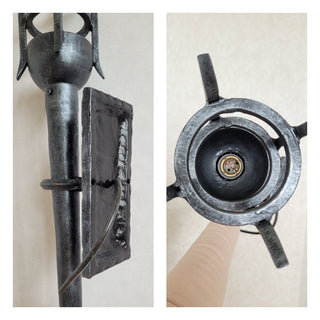 Hand Forged Wrought Iron Wall Sconce: Medieval Viking Torch Lantern