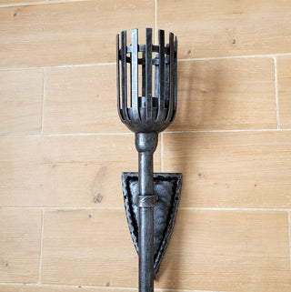 Hand Forged Wrought Iron Wall Sconce: Medieval Viking Torch Lamp