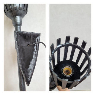 Hand Forged Wrought Iron Wall Sconce: Medieval Viking Torch Lamp