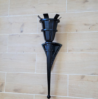 Hand Forged Wrought Iron Wall Sconce: Medieval Viking Torch Lantern