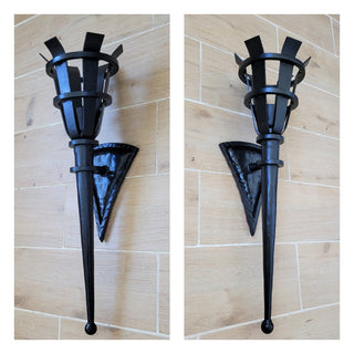 Hand Forged Wrought Iron Wall Sconce: Medieval Viking Torch Lantern