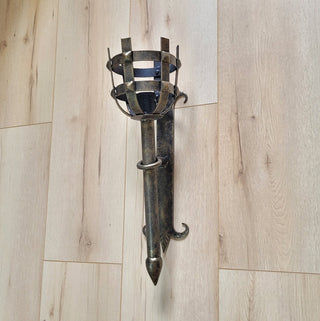 Large bronze sconce in Viking style, wall lighting, metal torch