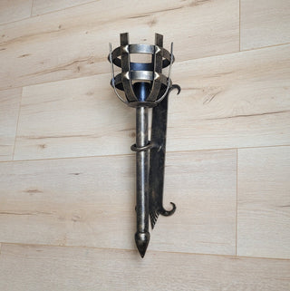 Large bronze sconce in Viking style, wall lighting, metal torch