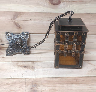 Handmade Forged Medieval Lantern: Rustic Gothic Ceiling Light