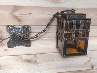Handmade Forged Medieval Lantern: Rustic Gothic Ceiling Light