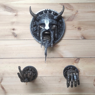 Handmade Viking Axe/Hammer Holder: Warrior Wall Decor
